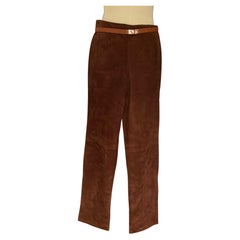 Gianni Versace Suede Straight-Leg Pants 1980s Brown