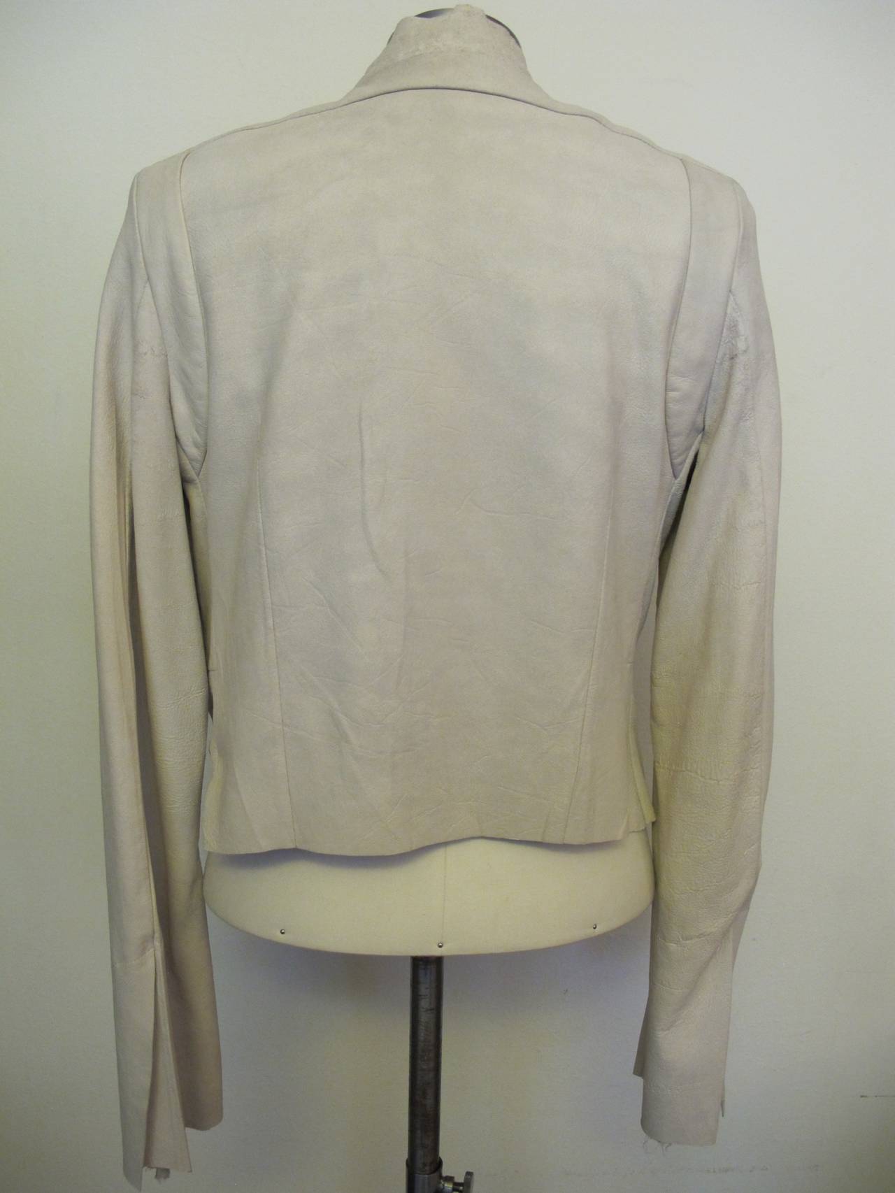 Women's Rick Owens Light Sand Sheep Leather Asymmetrical Jacket For Sale