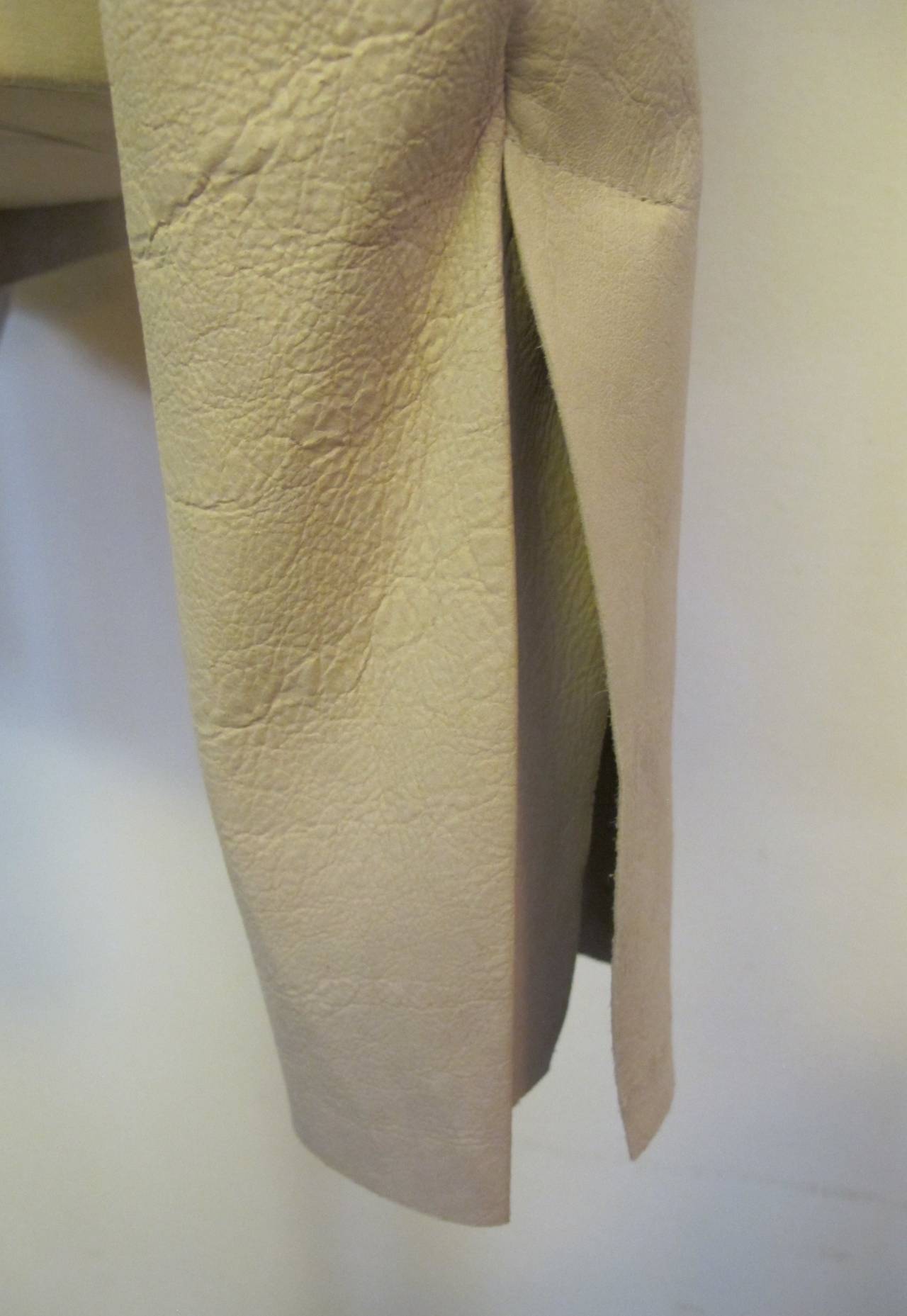 Rick Owens Light Sand Sheep Leather Asymmetrical Jacket For Sale 4