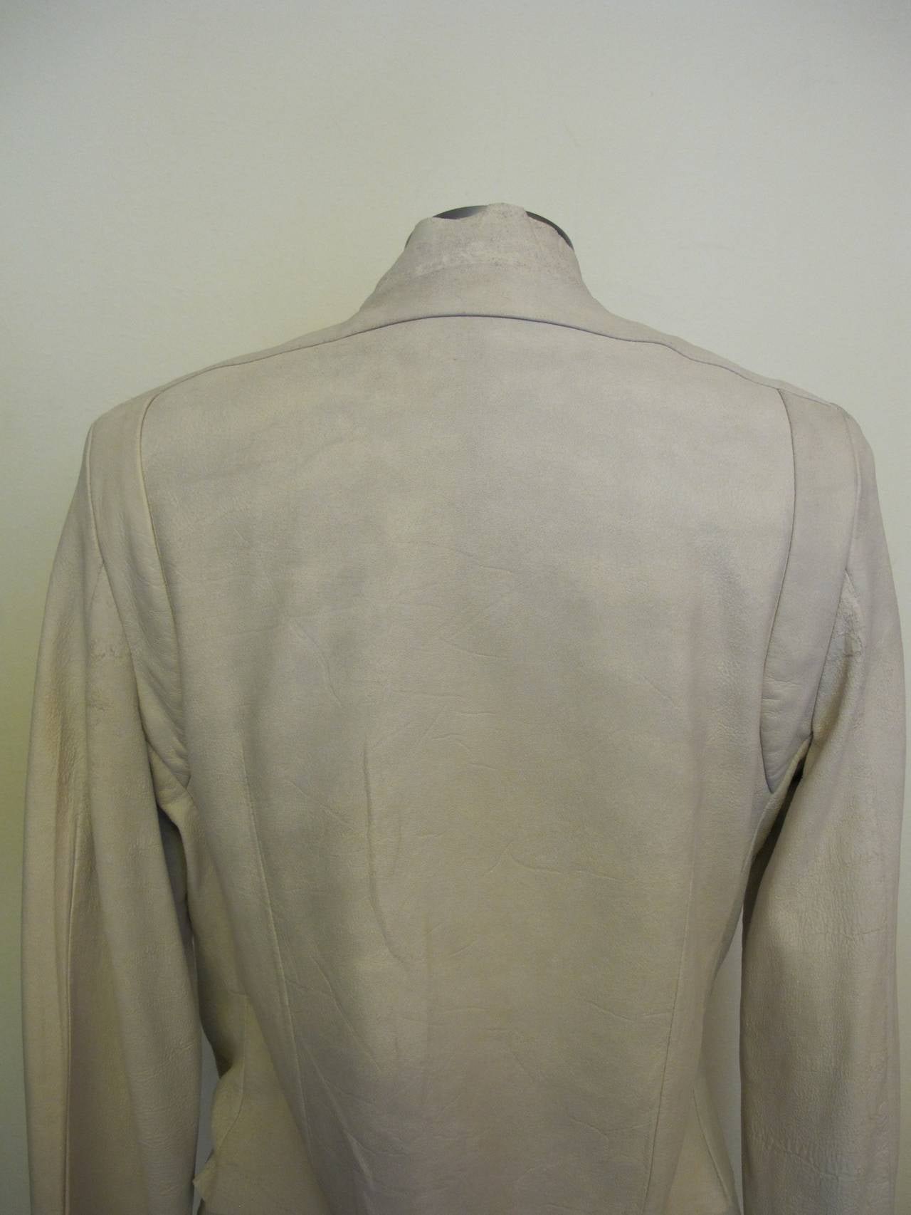 Rick Owens Light Sand Sheep Leather Asymmetrical Jacket For Sale 1