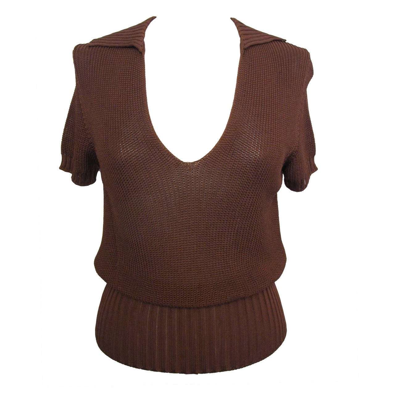 Hermes Redwood Brown Knitted Sweater For Sale
