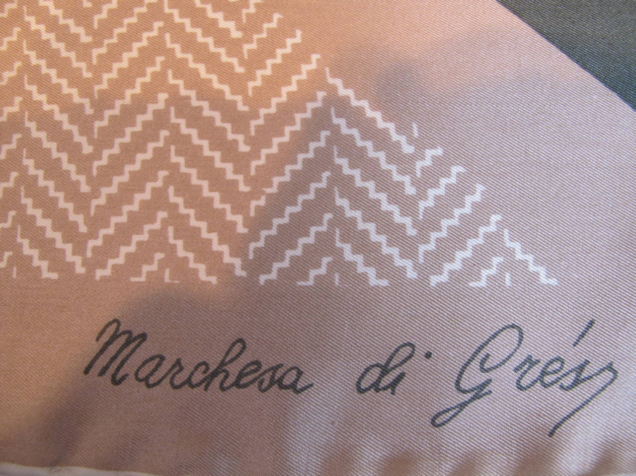 Collectable Marchesa di Gres Chevron Patterned Silk Scarf For Sale 2