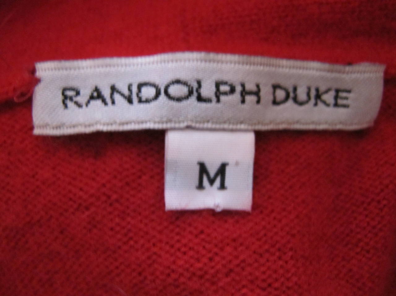 Randolph Duke Scarlet Red Cashmere Cardigan Sweater with Fox Trim For Sale 4