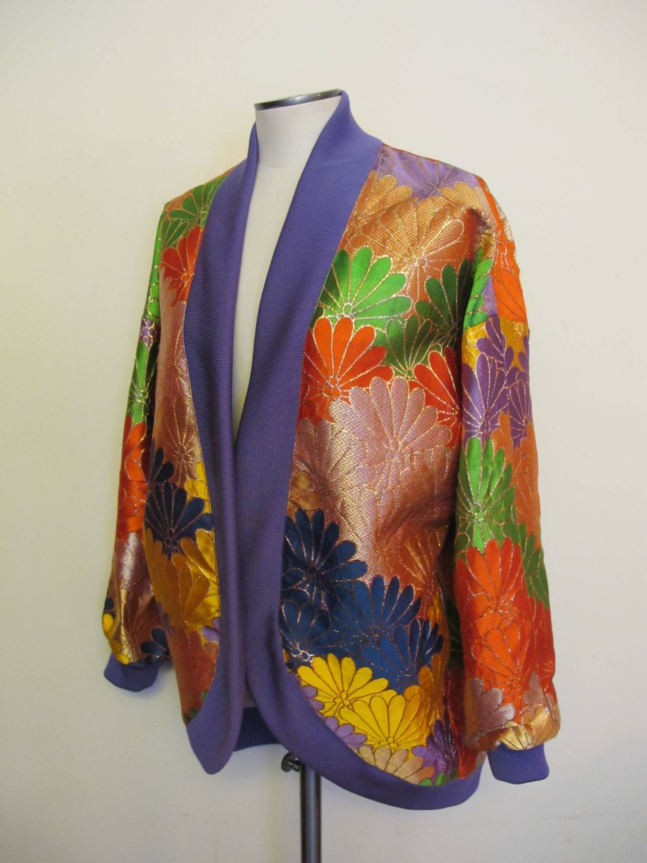 New Japanese Open Silk Faille Brocade Jacket In New Condition For Sale In San Francisco, CA