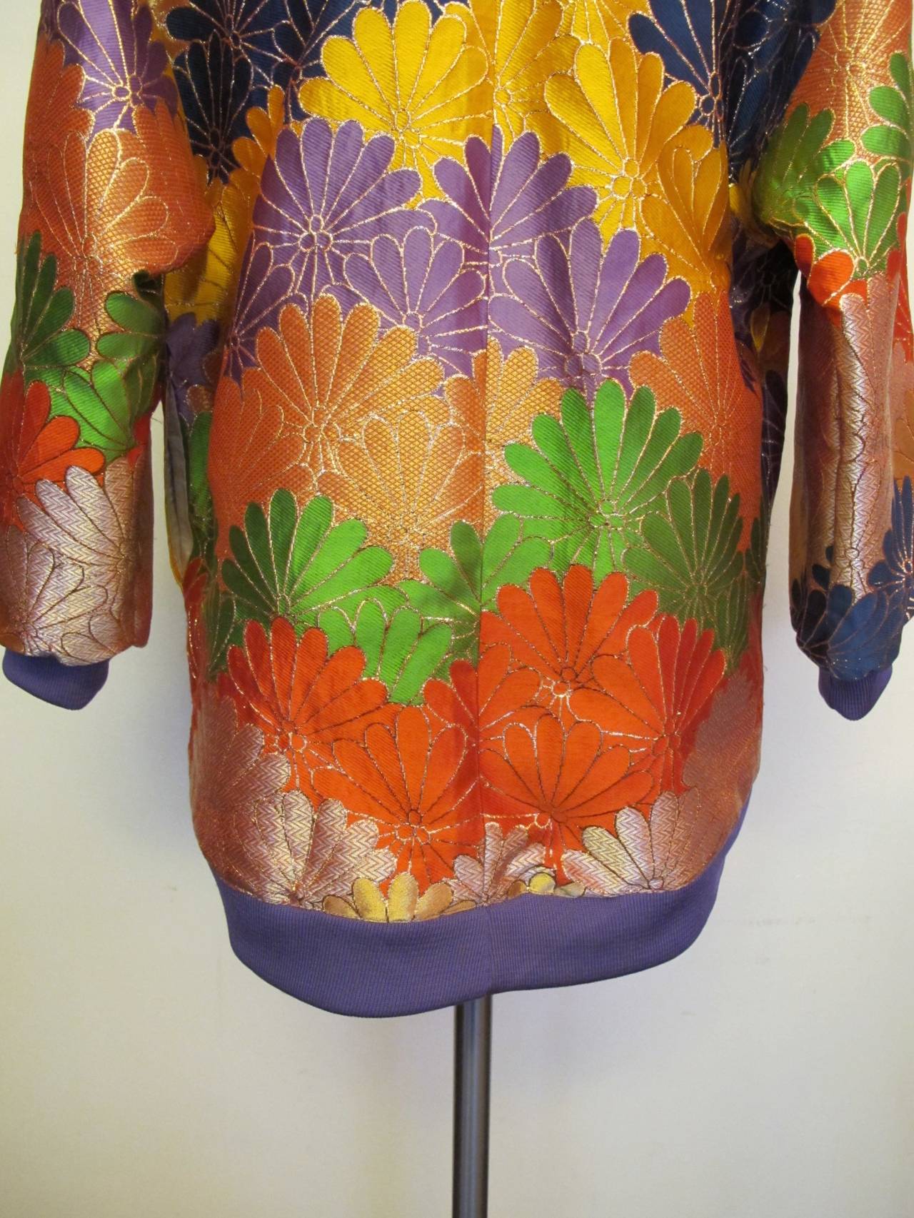 New Japanese Open Silk Faille Brocade Jacket For Sale 2