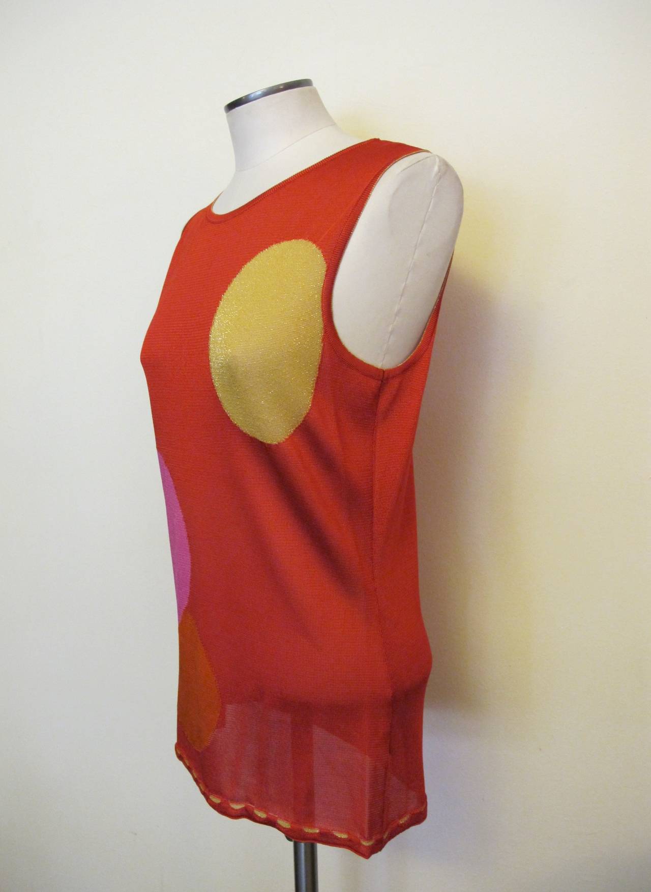 Red 1980's Kenzo Jungle Knit Tank For Sale