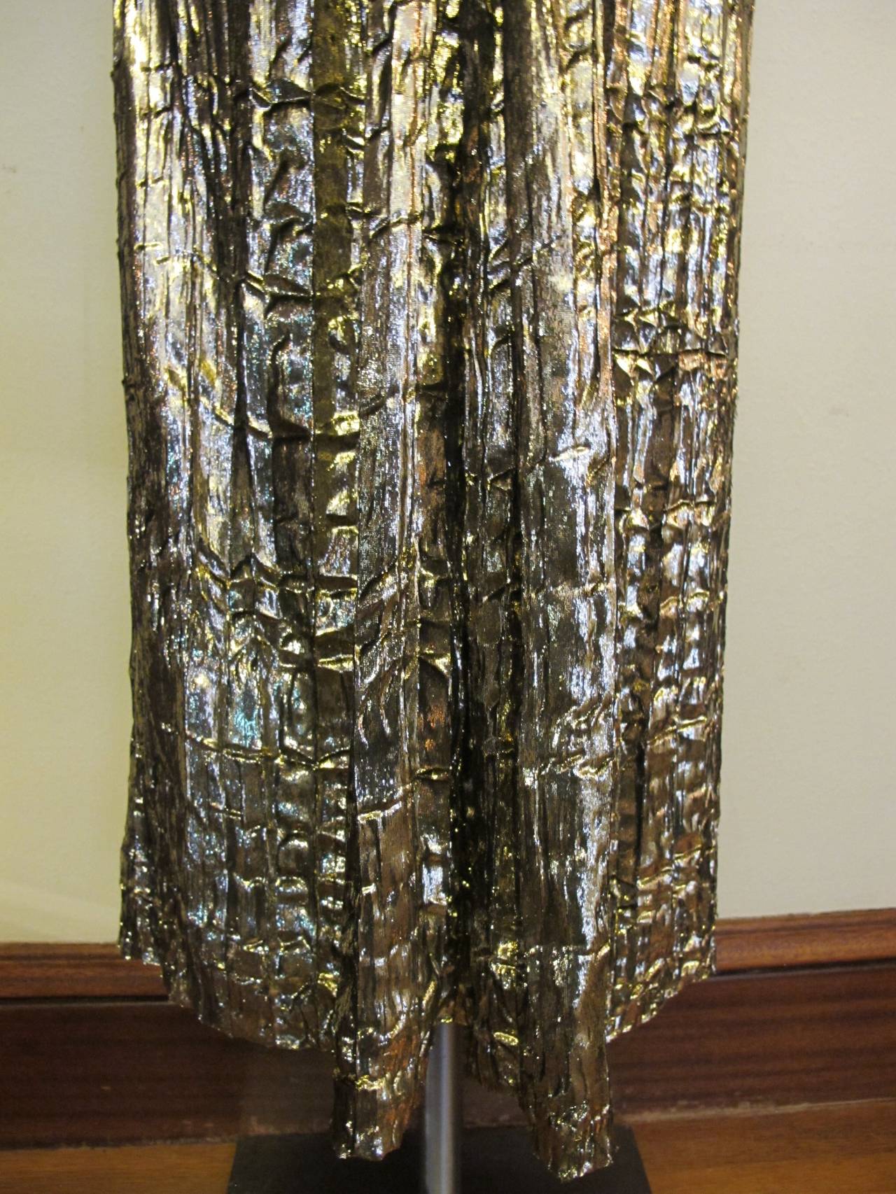 Bob Mackie I. Magnin Luscious Golden Velvet Evening Gown with Black Fox Fur For Sale 3