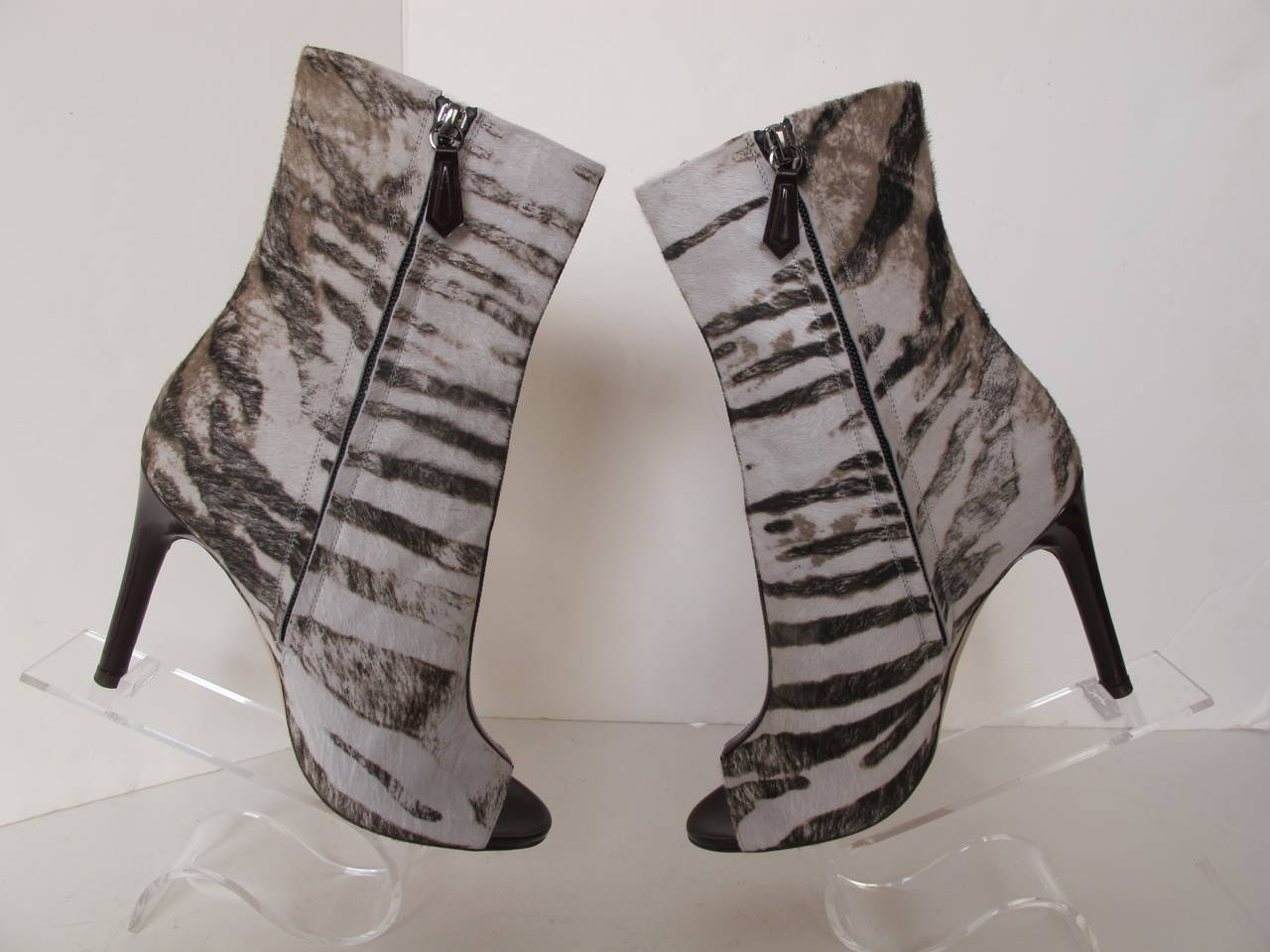 Women's 2013 Reed Krakoff Peeptoe Zebra Bootie For Sale