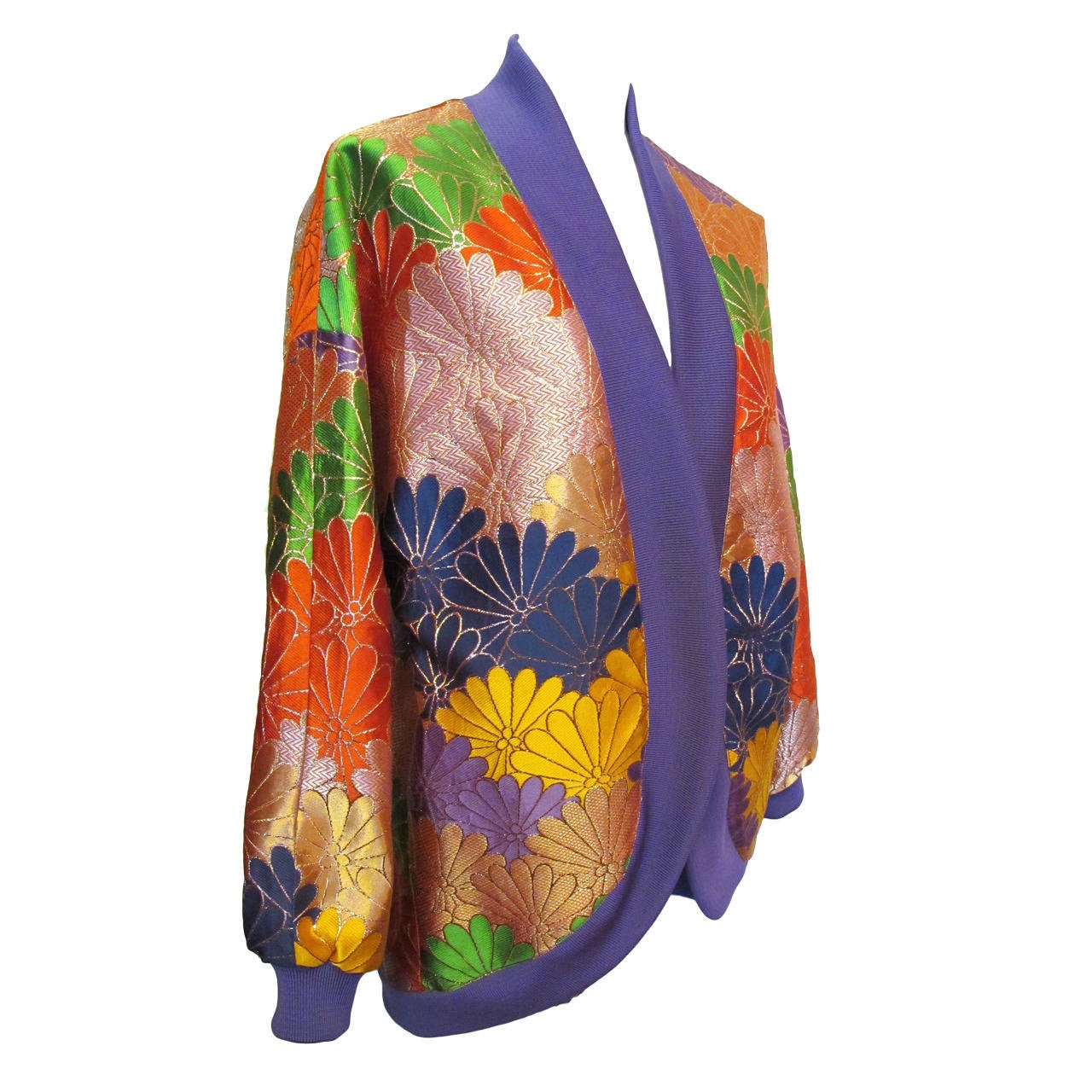 New Japanese Open Silk Faille Brocade Jacket For Sale