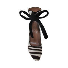 Alaia Black Zebra Shoes with Black Stripes