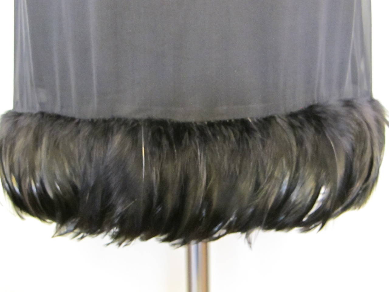 Women's Gucci Black Silk Skirt with Feathered Trim For Sale