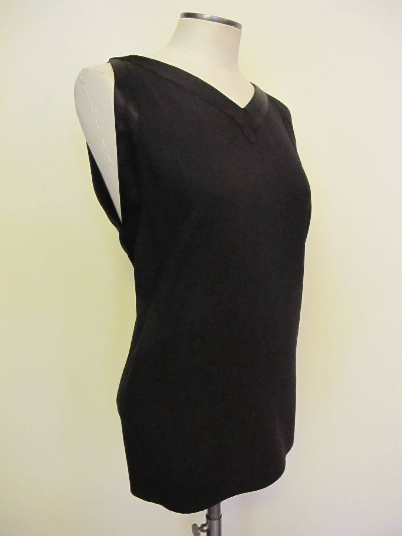 Yves Saint Laurent Rive Gauche Sleeveless Black Blouse In Excellent Condition For Sale In San Francisco, CA