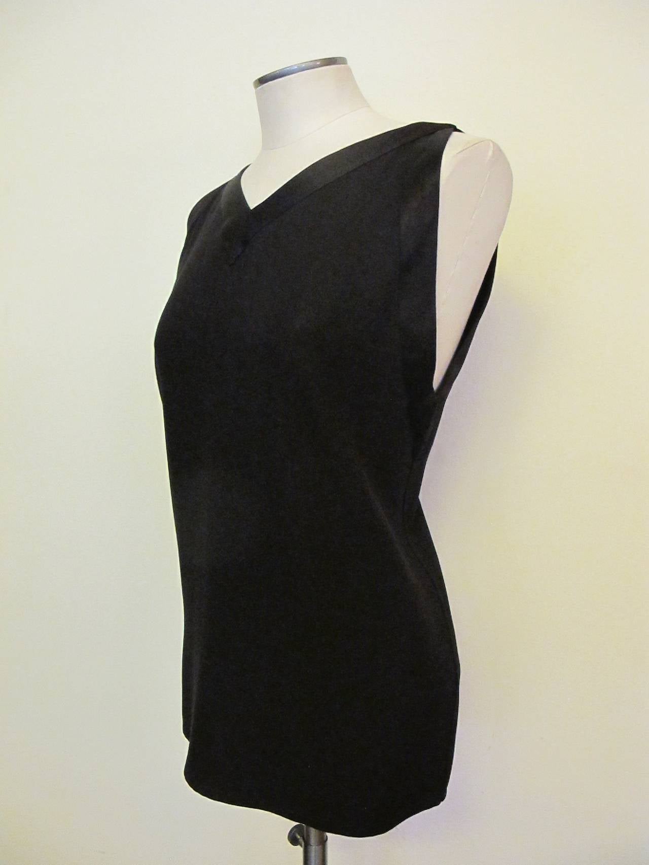 Women's Yves Saint Laurent Rive Gauche Sleeveless Black Blouse For Sale