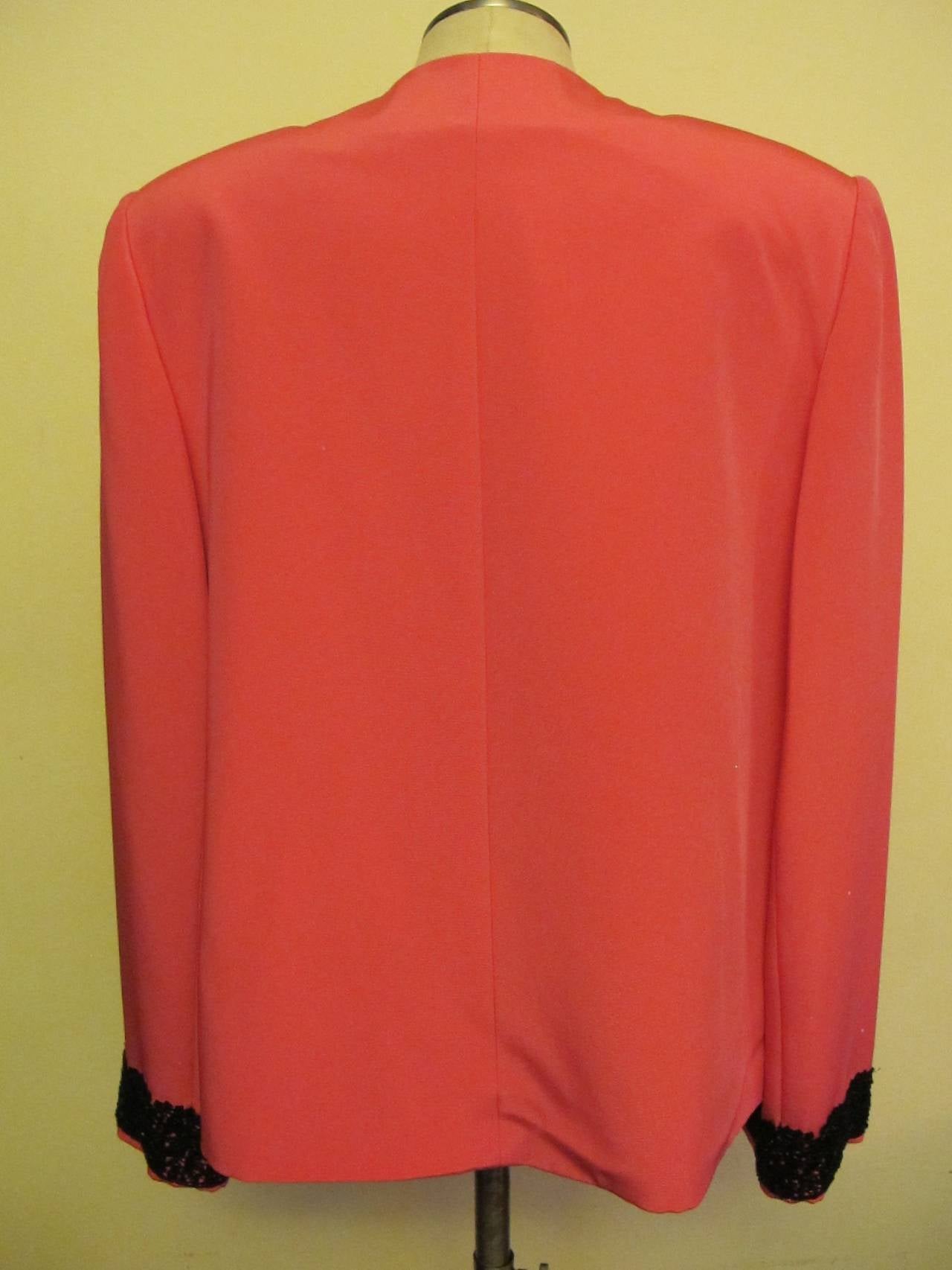 Sylvia Hind 2000 Shocking Pink Silk Cocktail Jacket and Matching Blouse For Sale 1