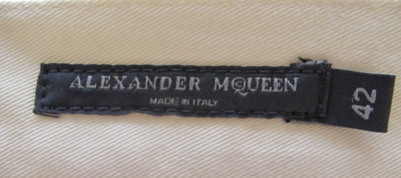 2003 Alexander McQueen Low-Rise Ivory Jeans For Sale 4