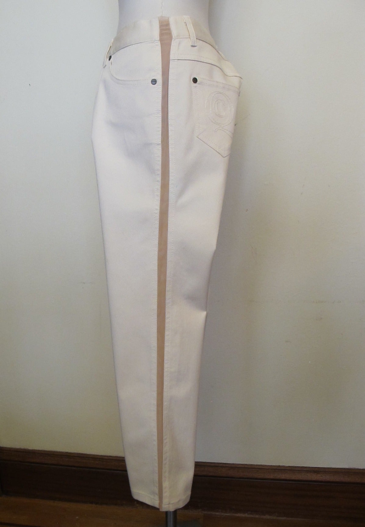 Gray 2003 Alexander McQueen Low-Rise Ivory Jeans For Sale