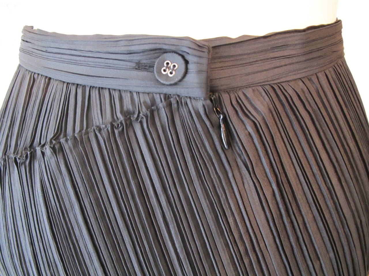 Issey Miyake Black Asymmetric Pleated Skirt For Sale 1