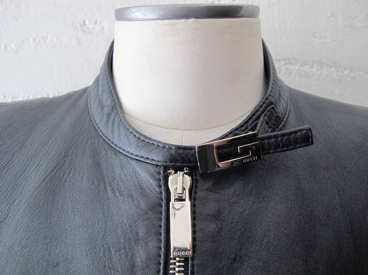 Iconic Tom Ford Black Leather Jacket for Gucci For Sale 1