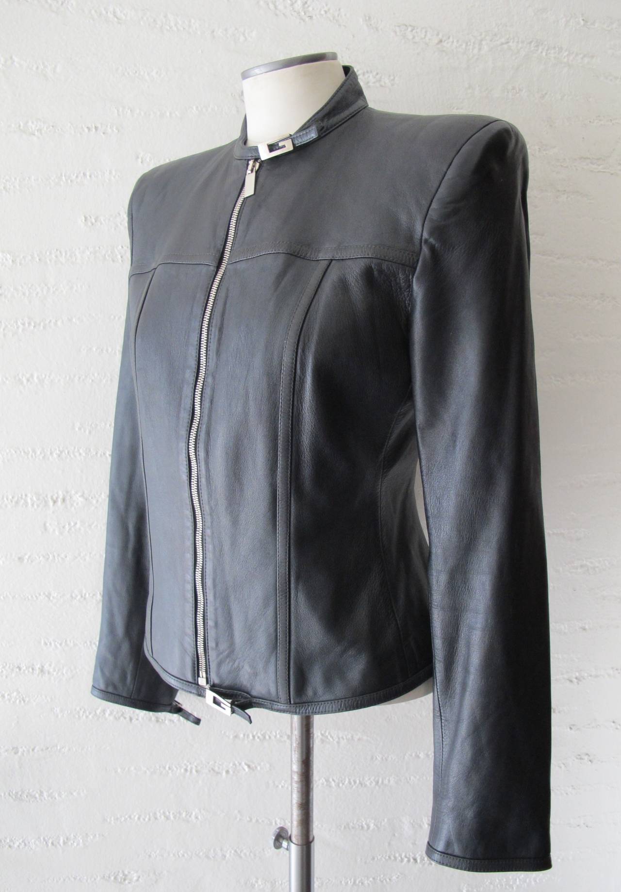 Iconic Tom Ford Black Leather Jacket for Gucci In Excellent Condition For Sale In San Francisco, CA