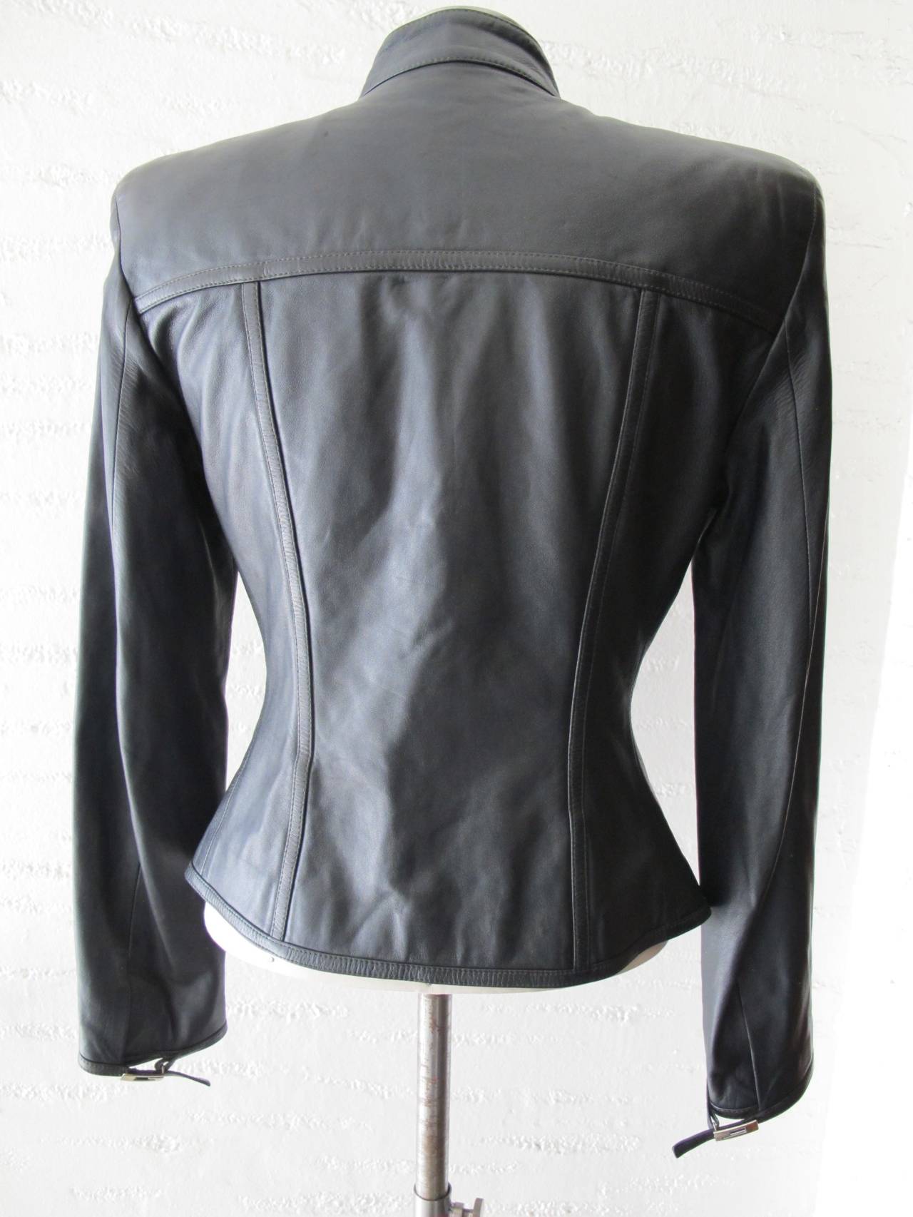 Women's Iconic Tom Ford Black Leather Jacket for Gucci For Sale