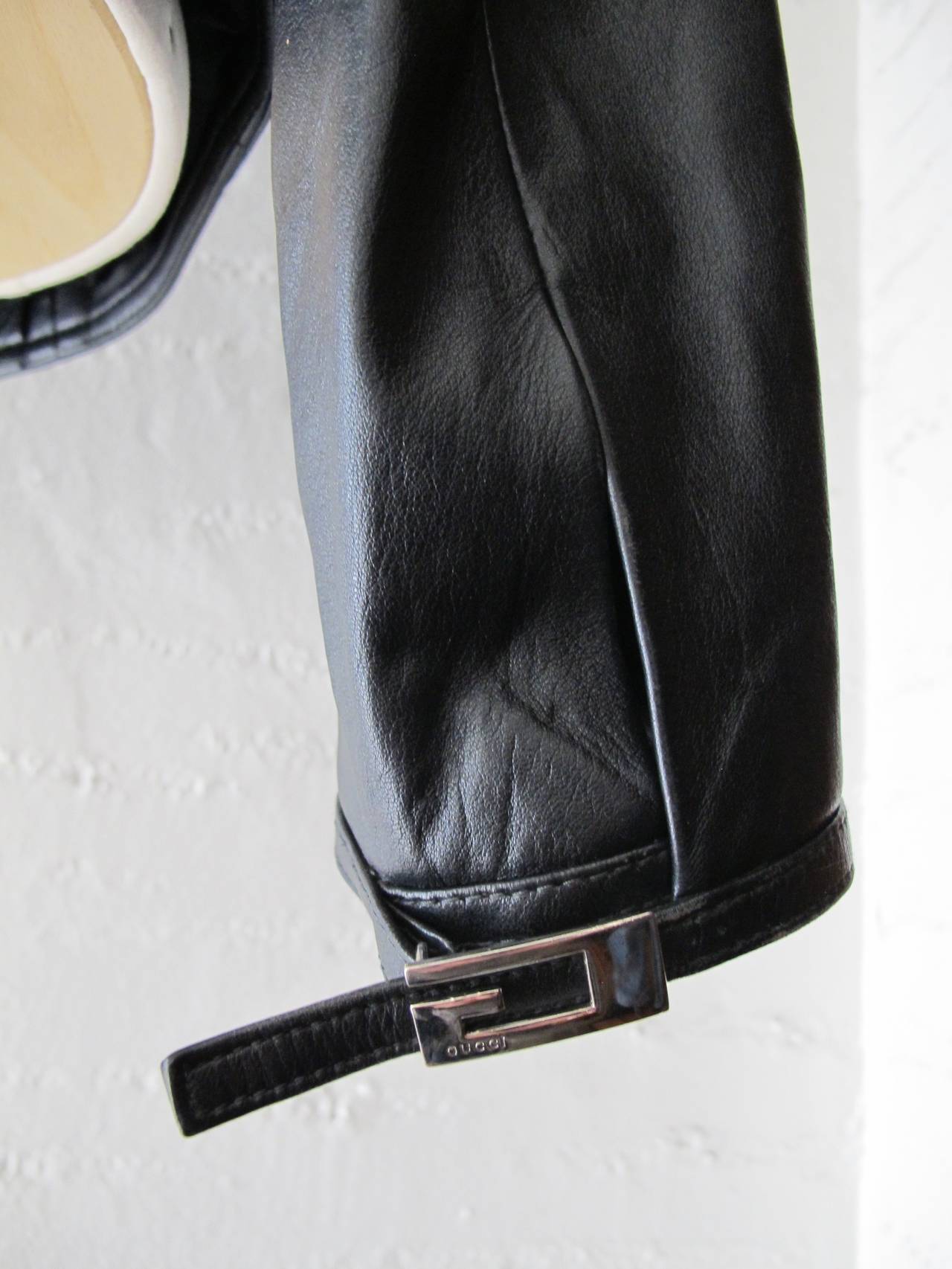 Iconic Tom Ford Black Leather Jacket for Gucci For Sale 3