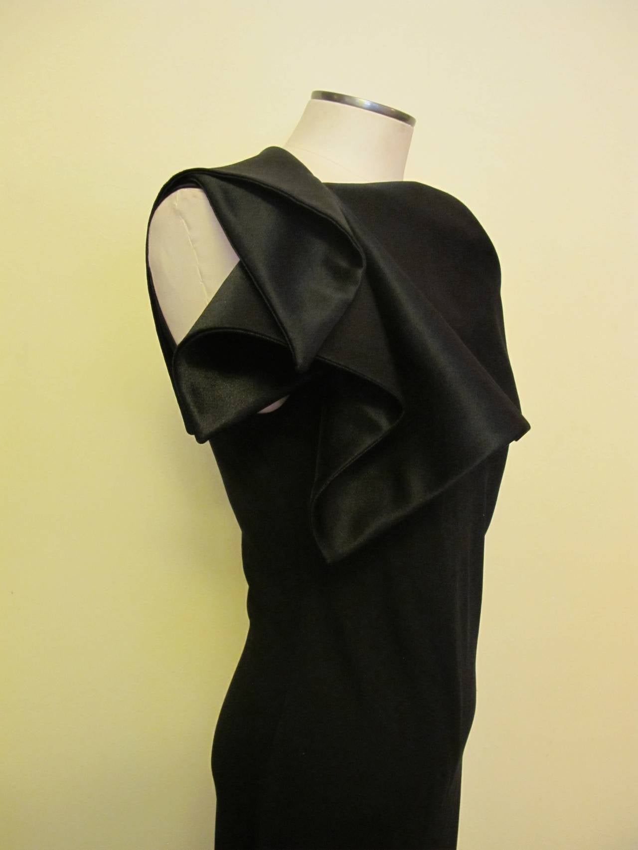 Women's 2009 John Galliano Paris Asymmetrical Black Cocktail Dress For Sale