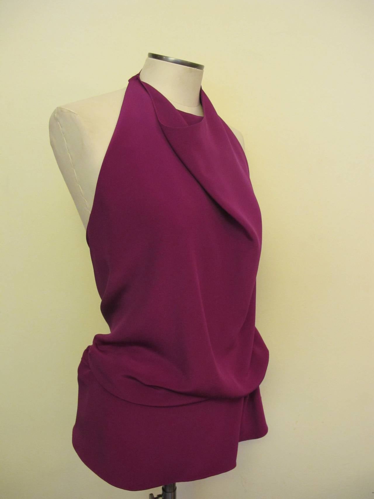Tom Ford Fuchsia Halter Silk Blouse In New Condition For Sale In San Francisco, CA