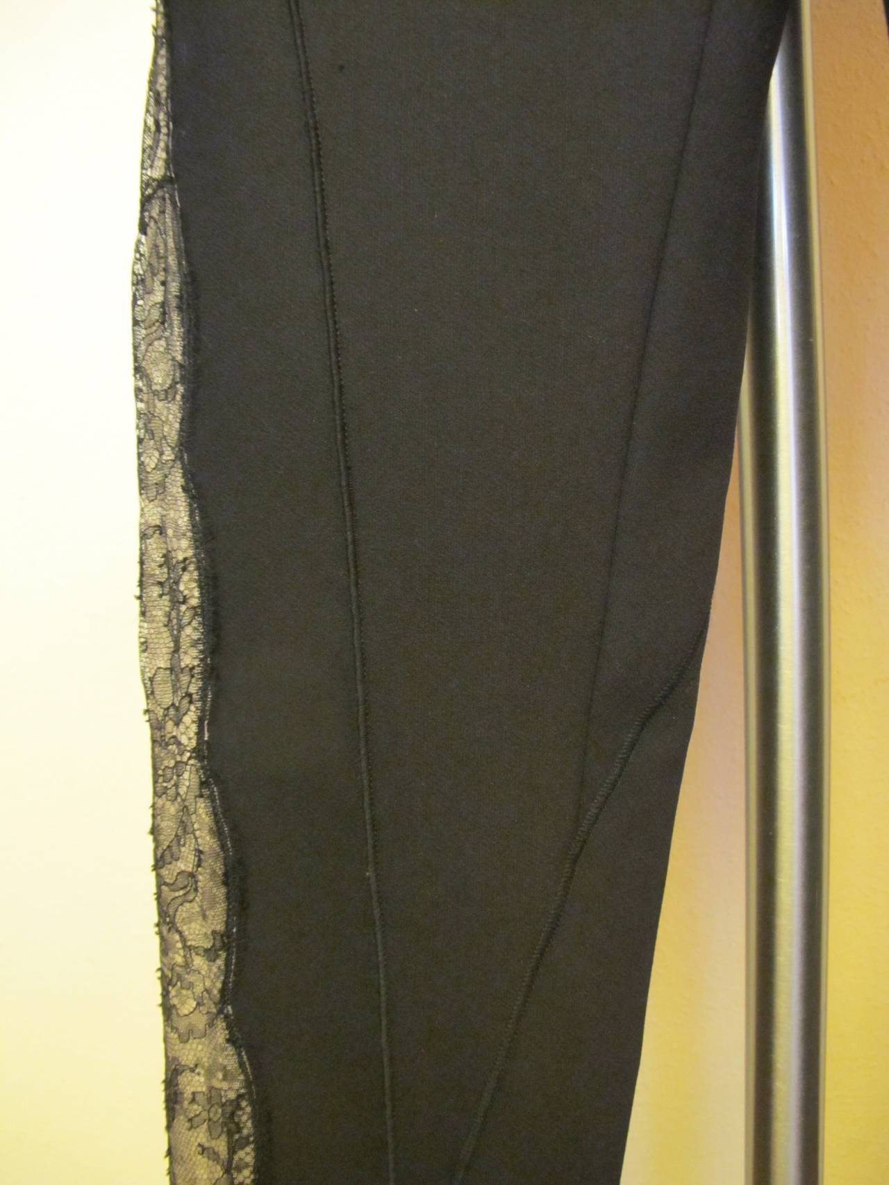 New Stella McCartney Stretch Black Slacks with Lace In New Condition For Sale In San Francisco, CA