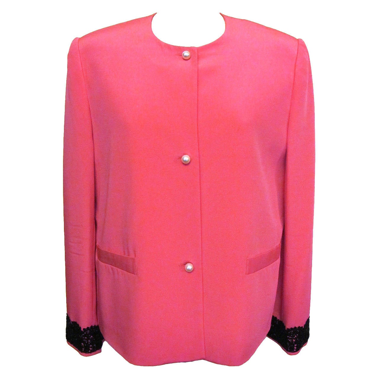 Sylvia Hind 2000 Shocking Pink Silk Cocktail Jacket and Matching Blouse For Sale