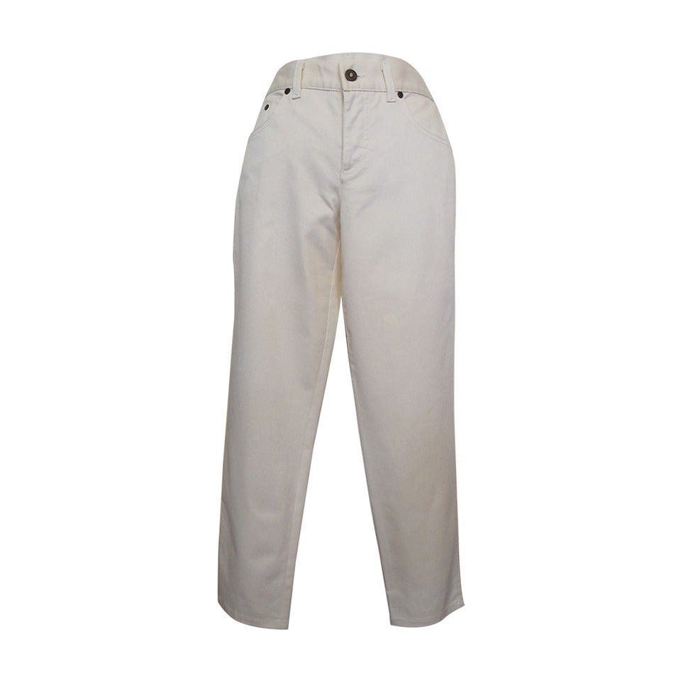 2003 Alexander McQueen Low-Rise Ivory Jeans For Sale