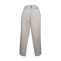 2003 Alexander McQueen Low-Rise Ivory Jeans