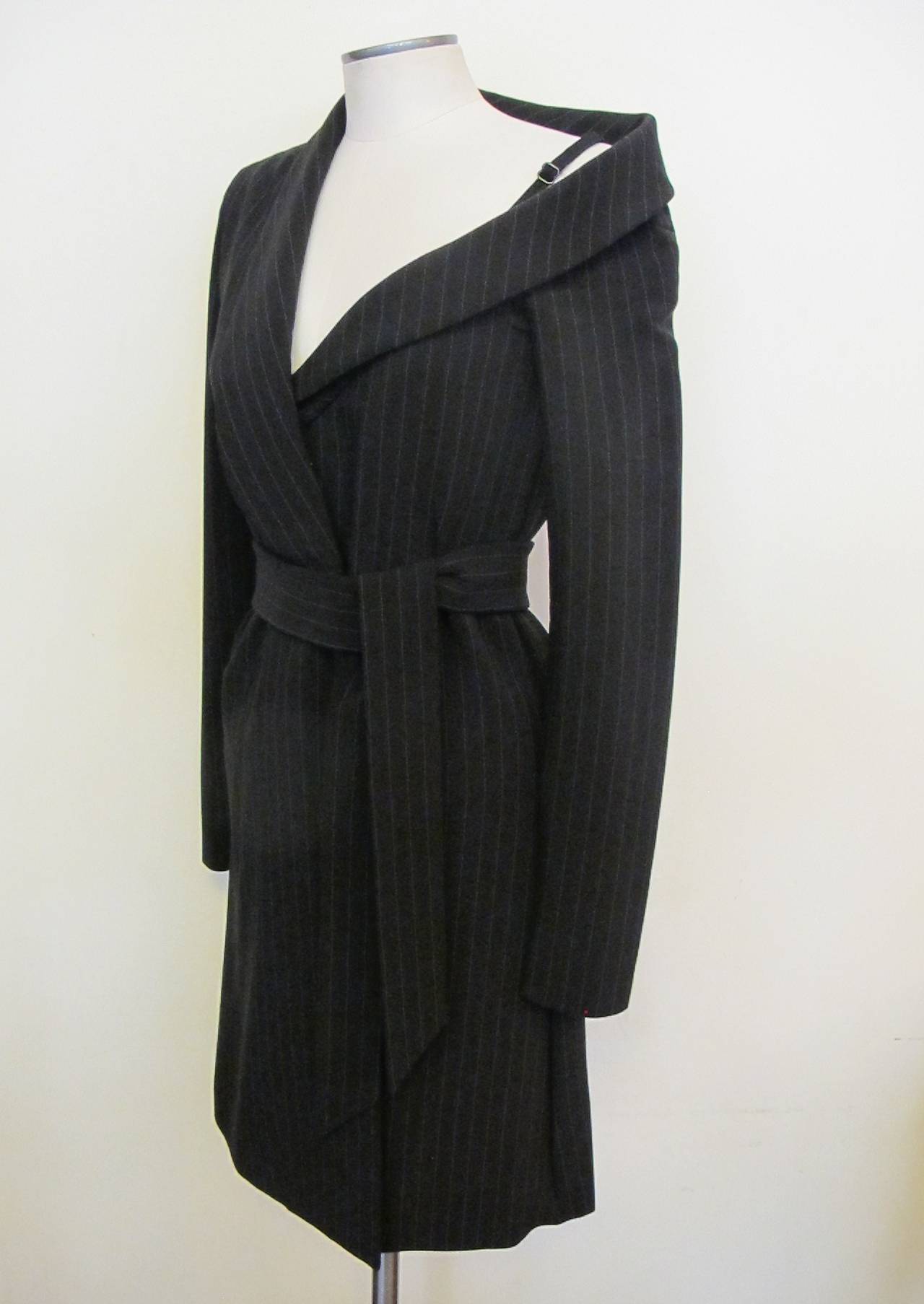 Asymmetrical Jean Paul Gaultier Pinstripe Dress For Sale 1