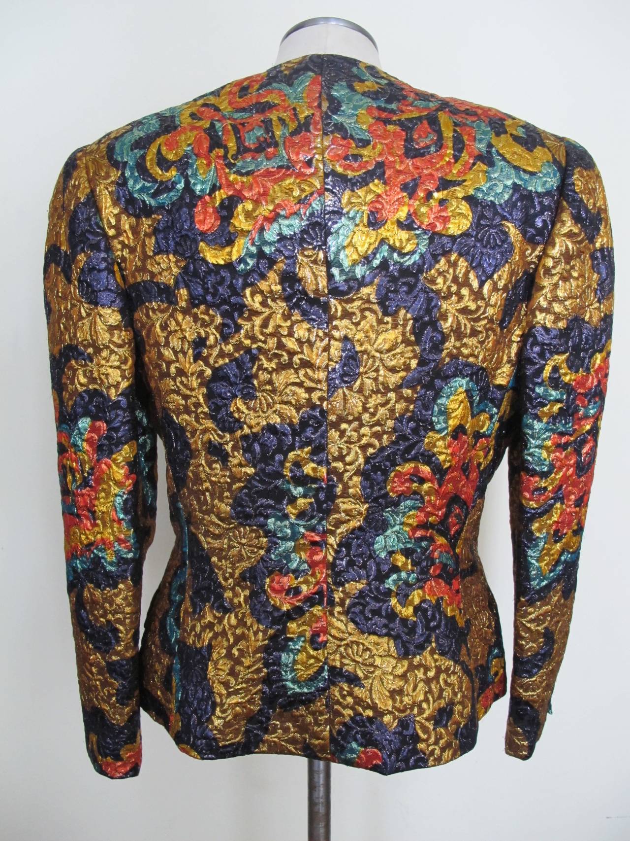Bill Blass Quilted Brocade Multi-Color Jacket In Excellent Condition For Sale In San Francisco, CA
