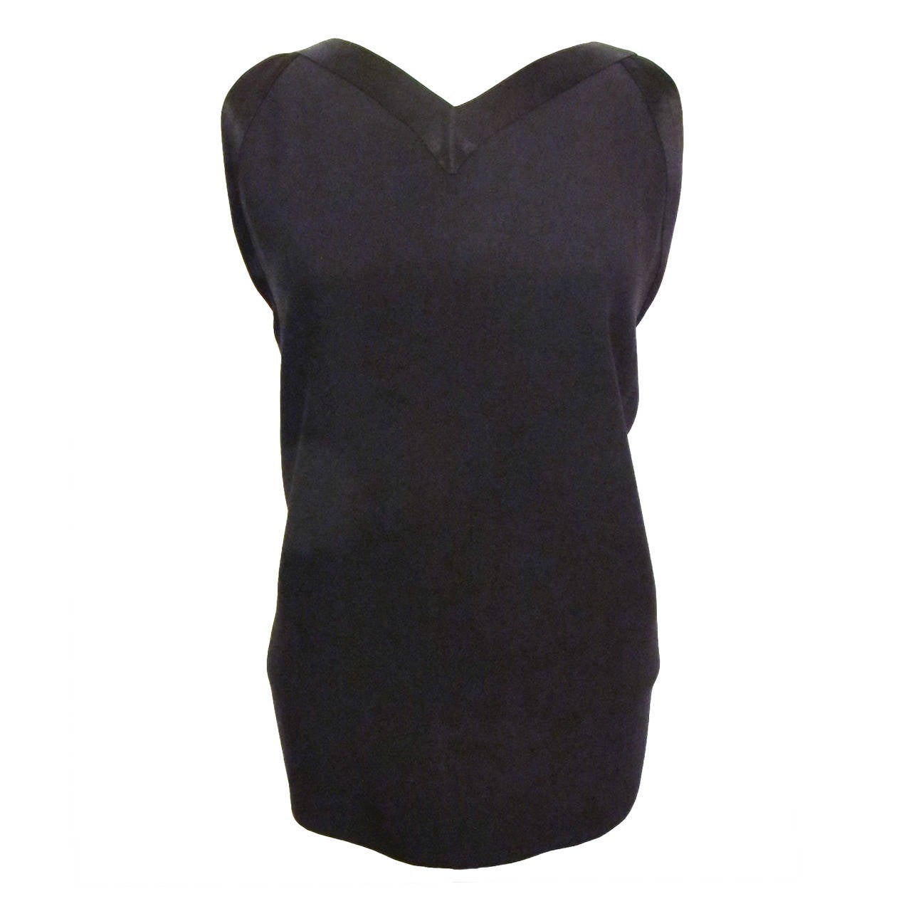 Yves Saint Laurent Rive Gauche Sleeveless Black Blouse For Sale
