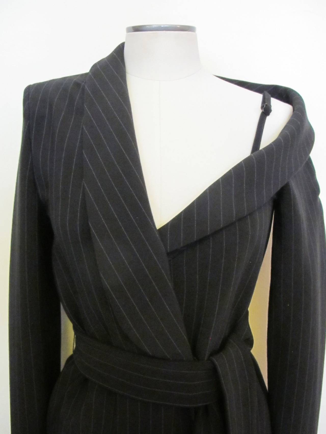 Black Asymmetrical Jean Paul Gaultier Pinstripe Dress For Sale