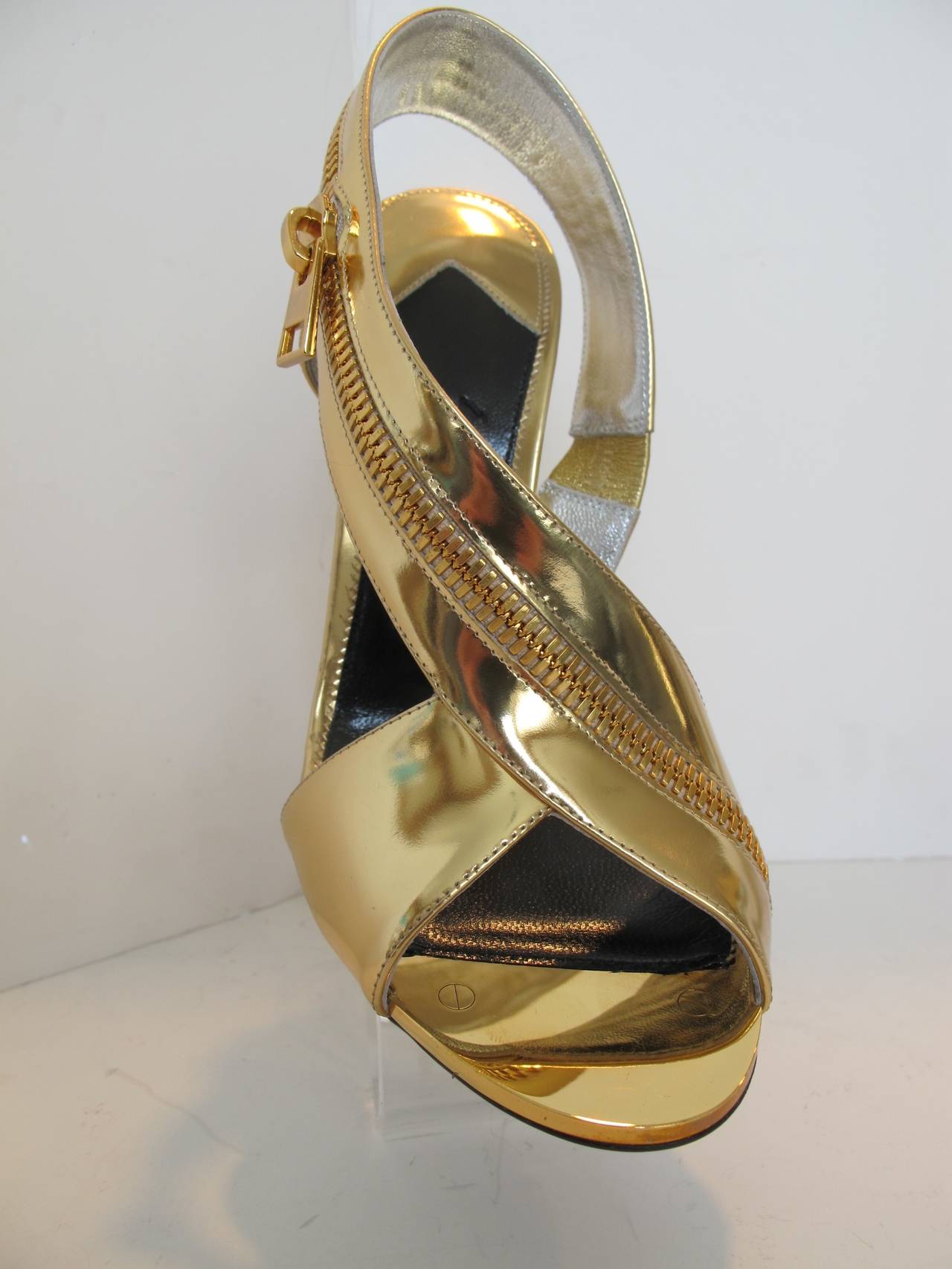 Women's 2014 Tom Ford Gold Sling Back Sandal with Wrap Around Zipper For Sale