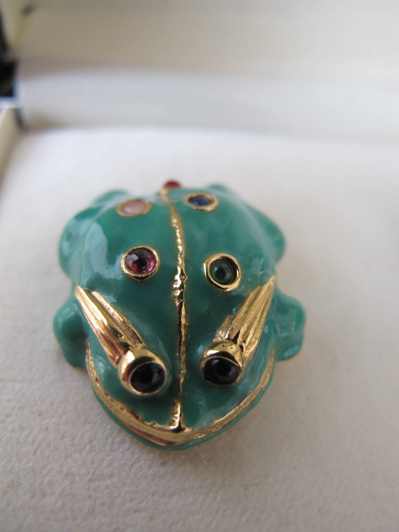 Women's Judith Lieber Frog Clip-On Earrings with Semi Precious Stones