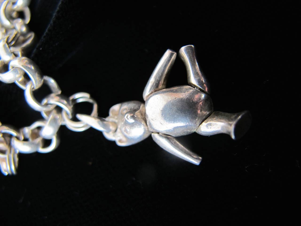 1950s Sterling Silver Charm Bracelet For Sale 4