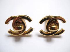Chanel Gold-Tone Logo Clip Earrings