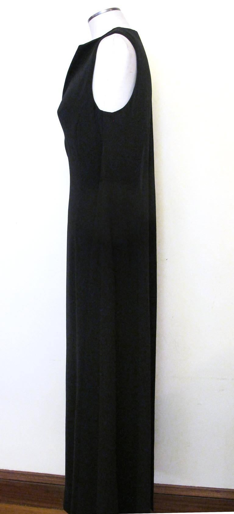 Paco Rabanne 1990s Sleeveless Black Evening Gown with Sheer Panels In Excellent Condition For Sale In San Francisco, CA