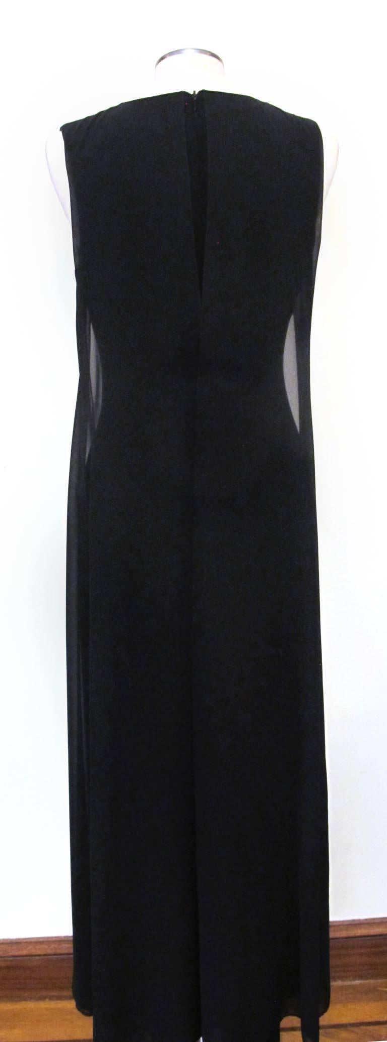 Women's Paco Rabanne 1990s Sleeveless Black Evening Gown with Sheer Panels For Sale