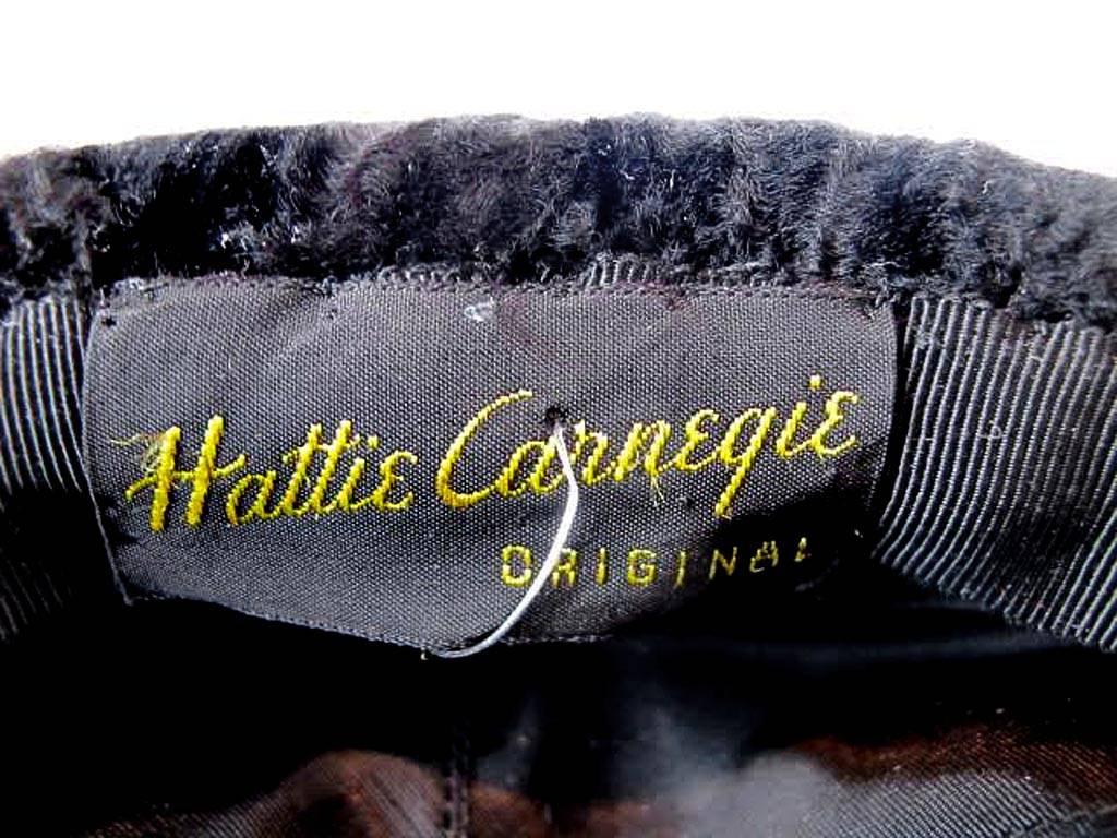 1960's Hattie Carnegie Black Broadtail Beret For Sale 1