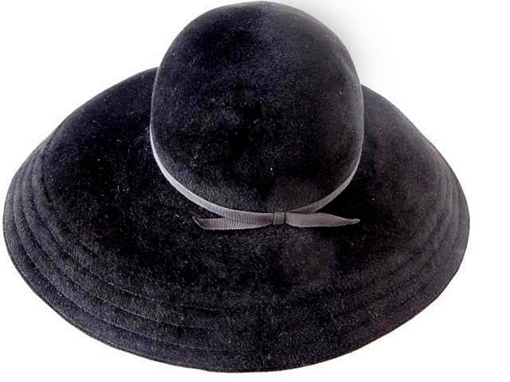 Galanos Black Wide Brimmed Hat In Excellent Condition For Sale In San Francisco, CA