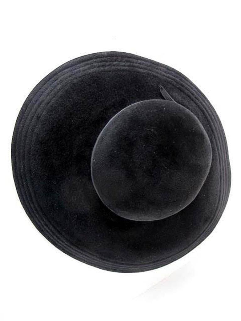 Women's Galanos Black Wide Brimmed Hat For Sale