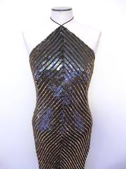 Badgley Mischka Iridescent Sequin Halter Gown