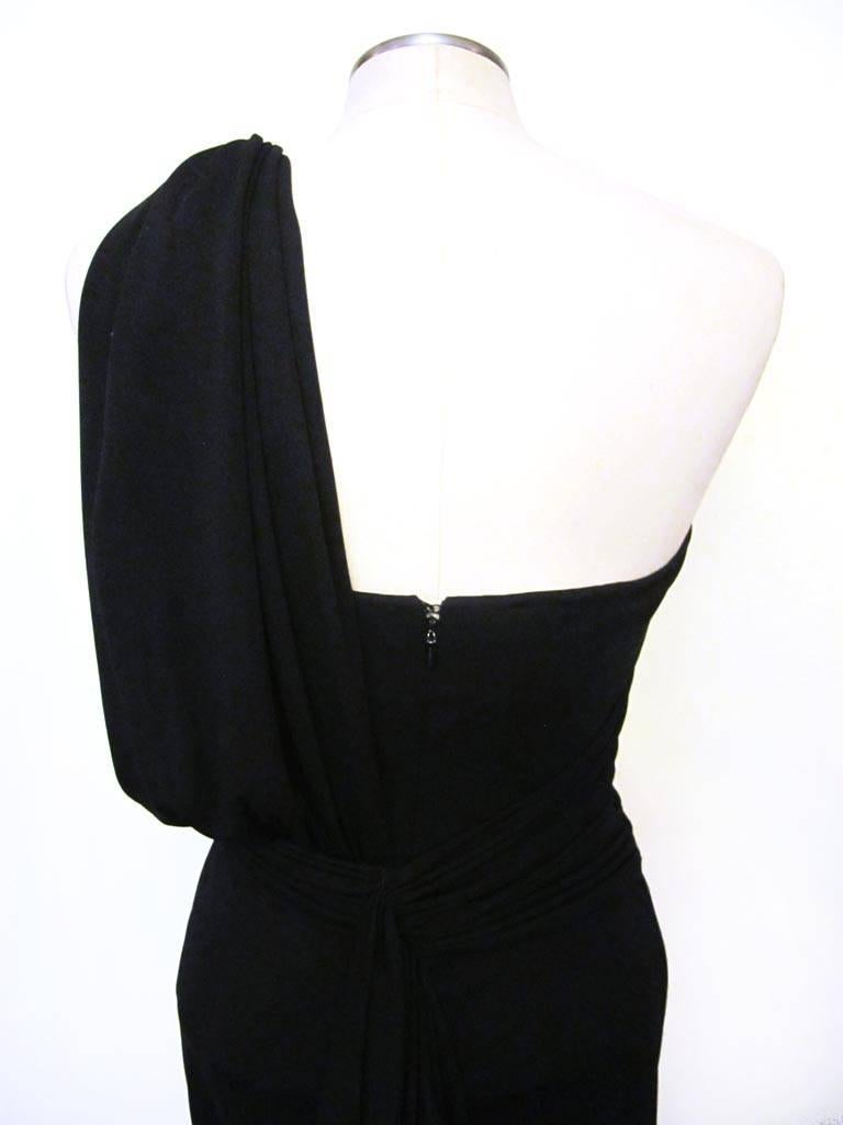 Bill Blass Dramatic Grecian Black Gown For Sale 2