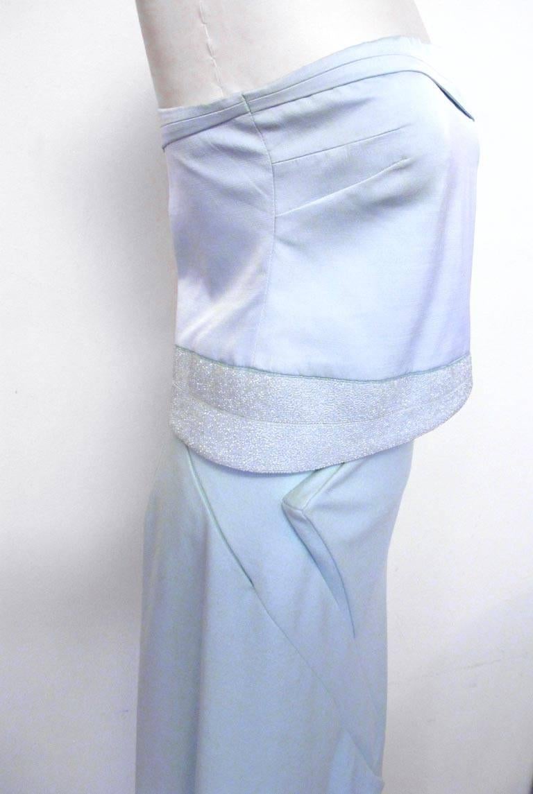 Women's Chic Lanvin Two Piece Powder Blue Lush Evening Gown For Sale