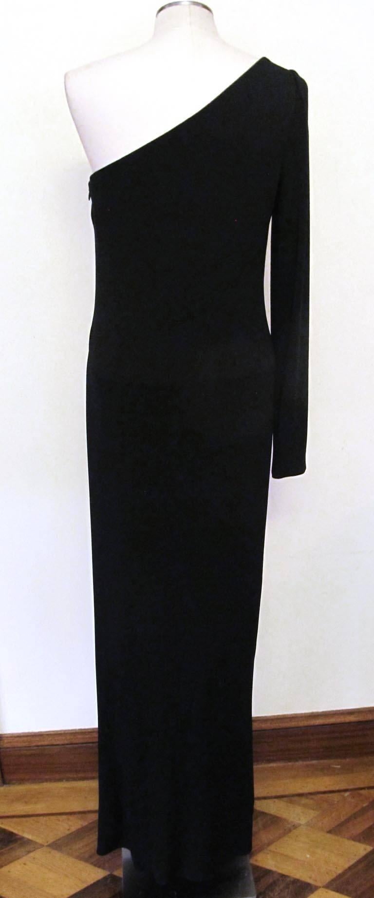 Ralph Lauren Collection Runway One Shoulder Black Evening Gown In Excellent Condition For Sale In San Francisco, CA