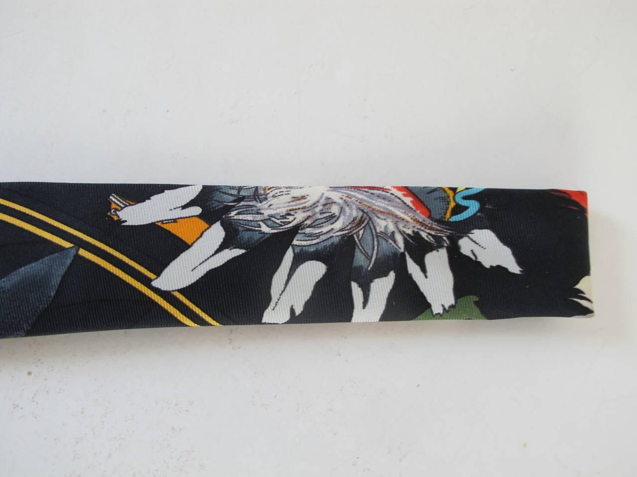 Hermes Rare Southwest Native American Kachina Dolls Theme Tie In Excellent Condition For Sale In San Francisco, CA