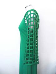 1970's Bill Blass Spring Green Lattice Work Evening Gown